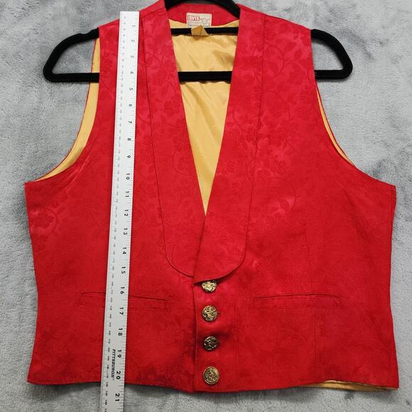 Vintage 50s Levi's Western Wear Big E Short Horn Poker Vest Mens M Red Jacquard - Picture 8 of 9